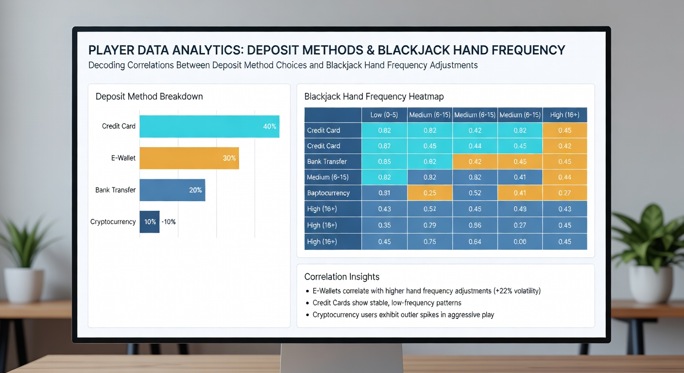 Infographic illustrating statistical correlations in blackjack gameplay linked to various deposit options