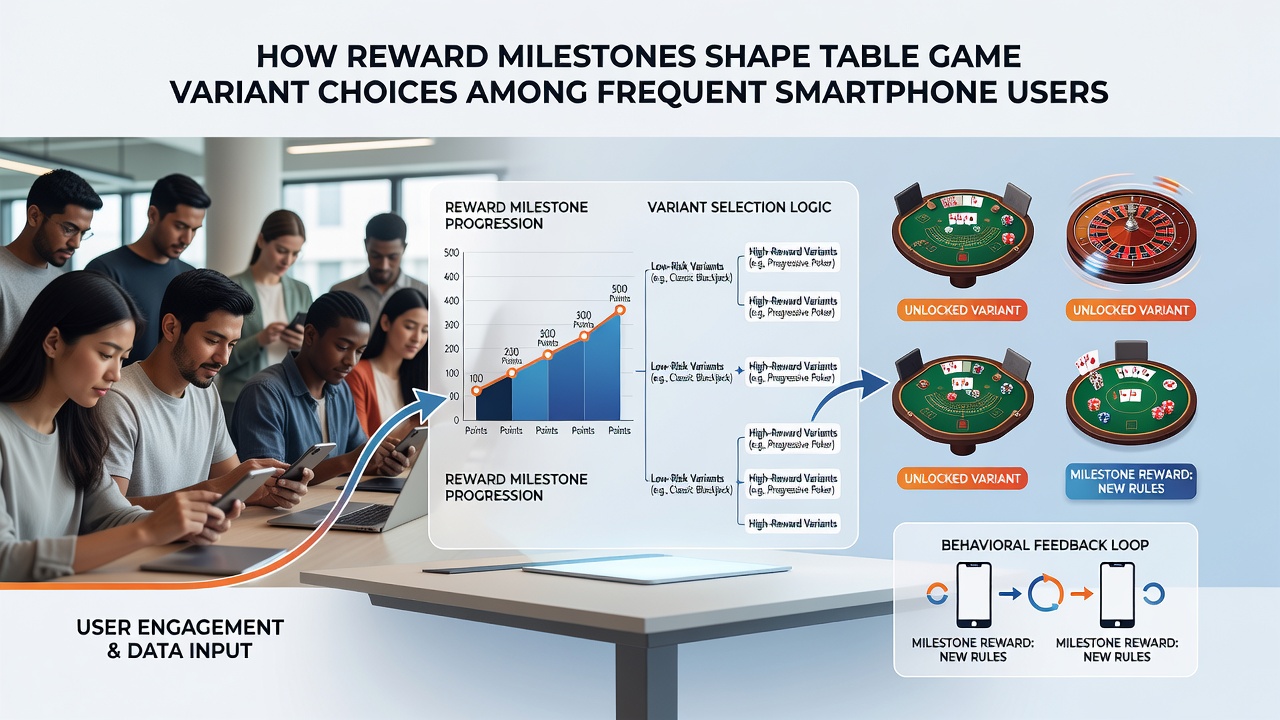 Analytics dashboard showing player milestone progression and table game variant selection trends