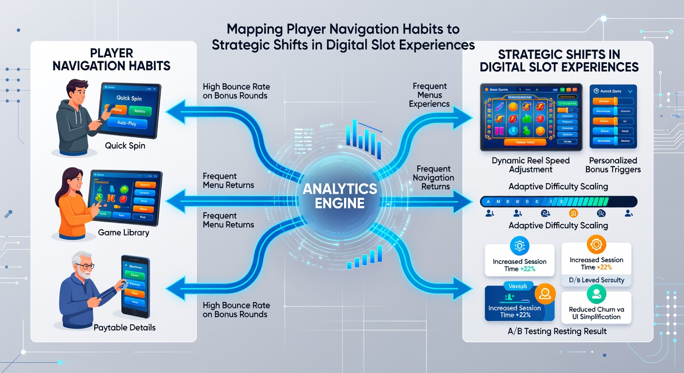 Analytics dashboard displaying heatmaps of player clicks and navigation flows across slot game screens