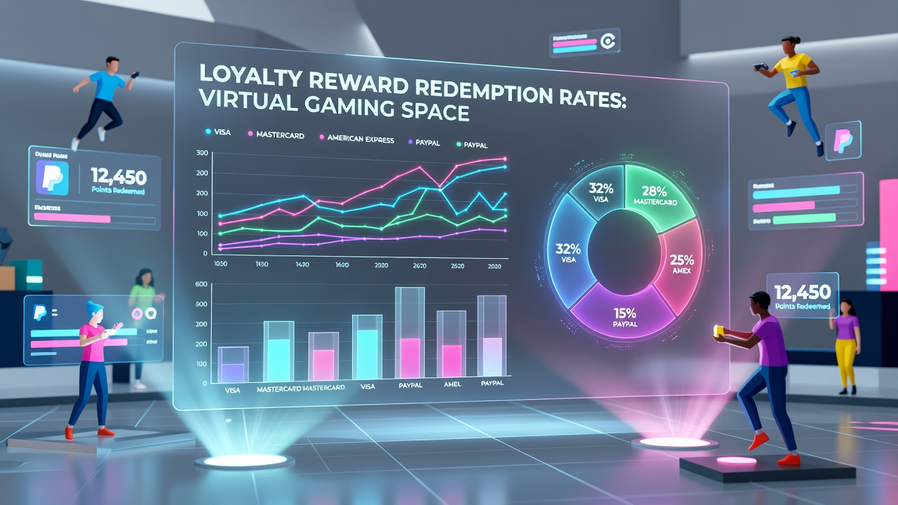 Chart displaying comparative redemption rate data by payment method in virtual gaming loyalty programs