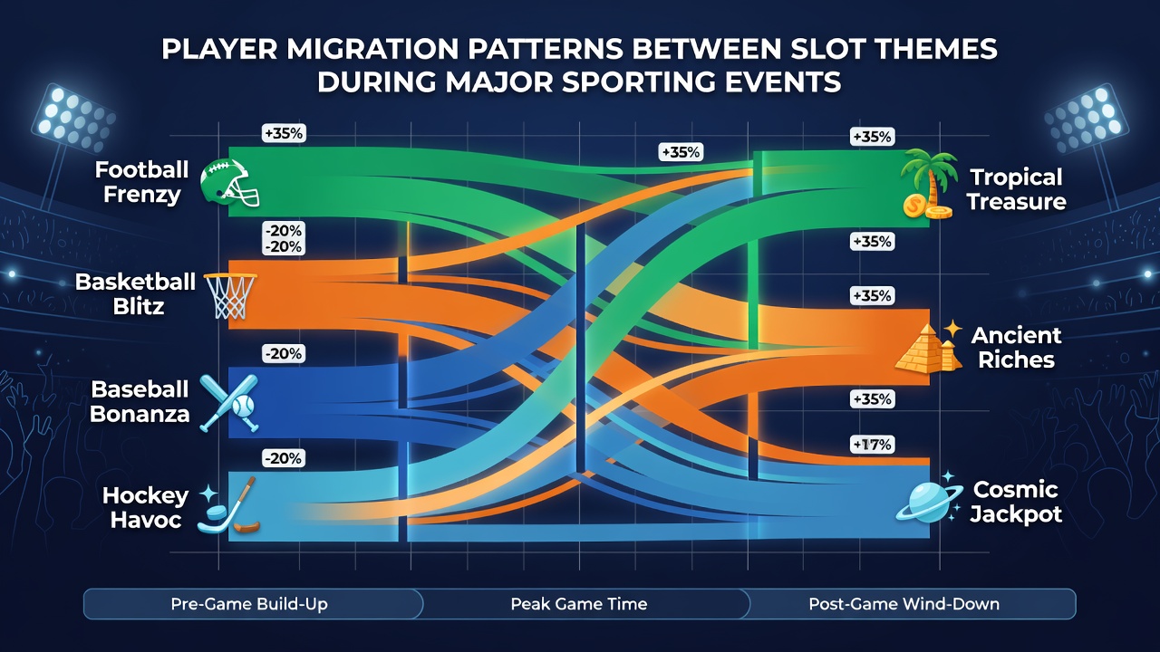 Infographic illustrating migration flows between slot categories during live sports