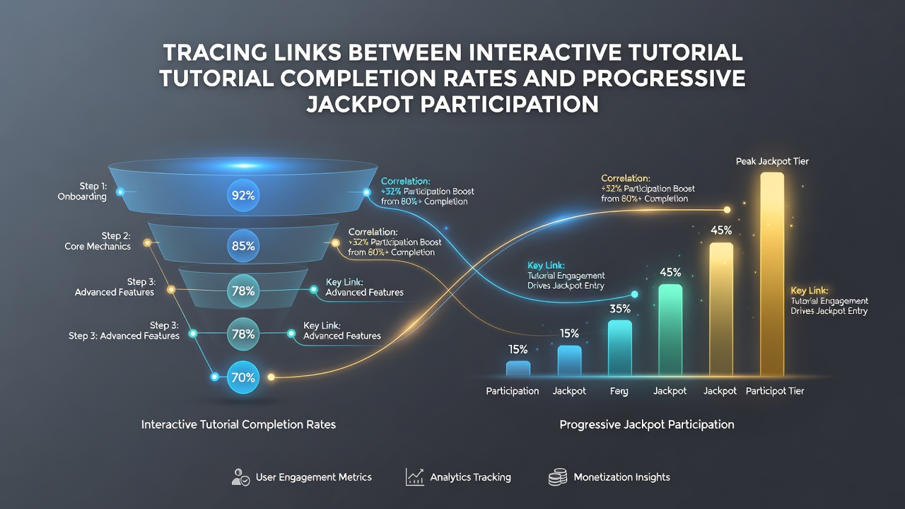 Analytics dashboard view of tutorial completion metrics alongside progressive jackpot participation graphs