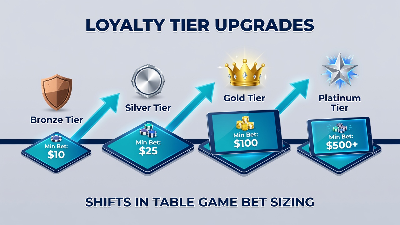 Data visualization charts showing correlations between loyalty tiers and table game bet sizes on mobile devices